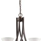 Bronze Candle Style Five Light Frosted Metal Dimmable Chandelier With White Shades - Homeroots - Flyclothing LLC