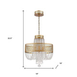 Gold Four Light Metal and Crystals Dimmable Chandelier With Shades - Homeroots - Flyclothing LLC