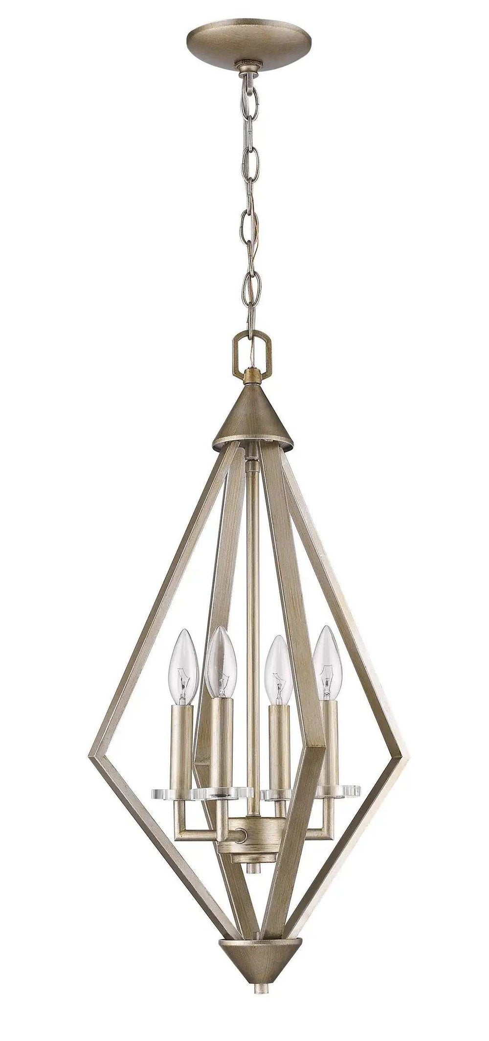 Easton 4-Light Washed Gold Pendant With Crystal Bobeches - Homeroots - Flyclothing LLC