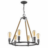 Brown and Black Candle Style Six Light Metal Dimmable Chandelier - Homeroots - Flyclothing LLC