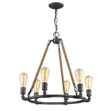 Brown and Black Candle Style Six Light Metal Dimmable Chandelier - Homeroots - Flyclothing LLC