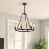 Brown and Black Candle Style Six Light Metal Dimmable Chandelier - Homeroots - Flyclothing LLC