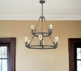 Brown and Black Nine Light Metal Dimmable Chandelier - Homeroots - Flyclothing LLC