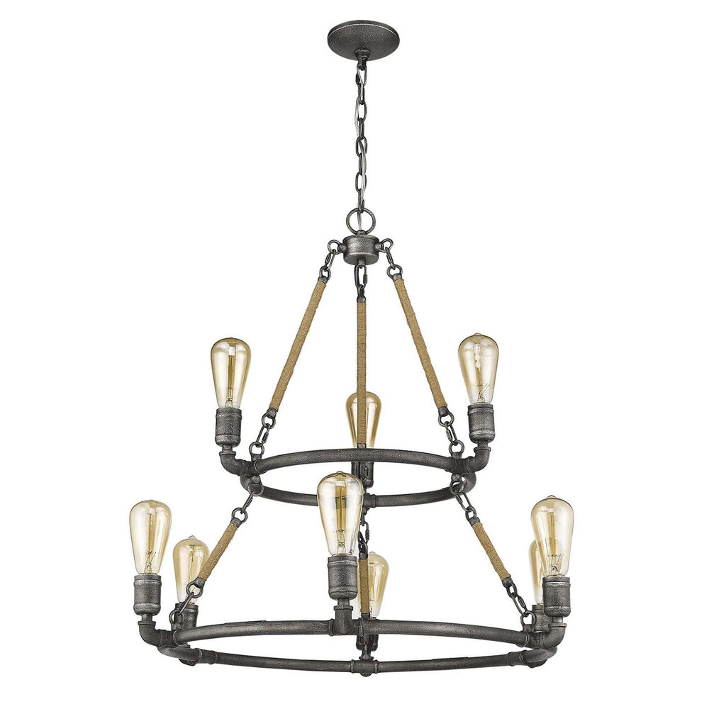Brown and Black Nine Light Metal Dimmable Chandelier - Homeroots - Flyclothing LLC