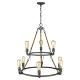Brown and Black Nine Light Metal Dimmable Chandelier - Homeroots - Flyclothing LLC