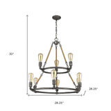 Brown and Black Nine Light Metal Dimmable Chandelier - Homeroots - Flyclothing LLC