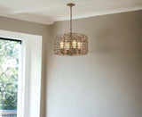 Lynden 4-Light Raw Brass Drum Pendant With Wire Cage Shade - Homeroots - Flyclothing LLC