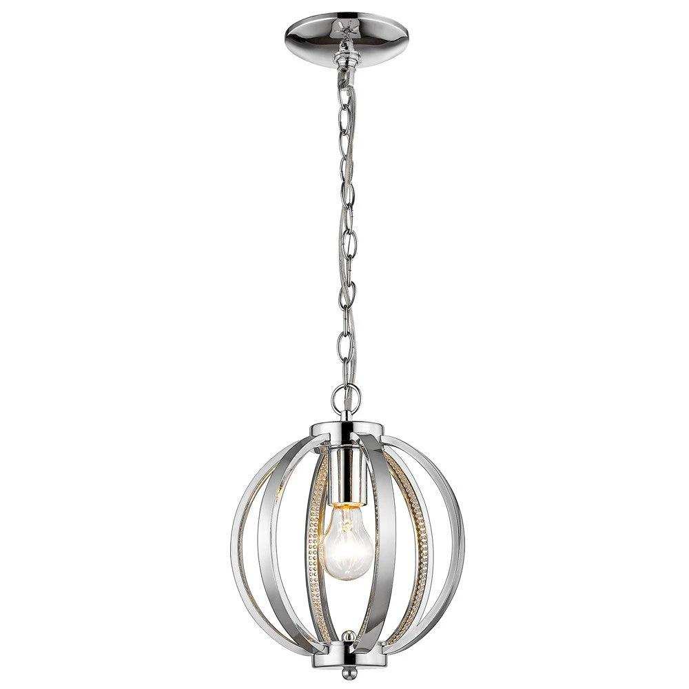 Nevaeh 1-Light Chrome Globe Pendant With Crystal Accents - Homeroots - Flyclothing LLC