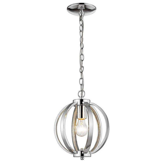 Nevaeh 1-Light Chrome Globe Pendant With Crystal Accents - Homeroots - Flyclothing LLC