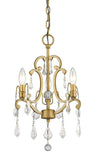 Gold Candle Style Three Light Crystal Metal Dimmable Chandelier - Homeroots - Flyclothing LLC