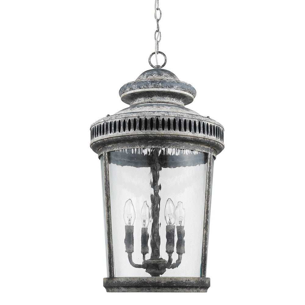Kingston 4-Light Antique Lead Foyer Pendant With Curved Water Glass Panes - Homeroots - Flyclothing LLC
