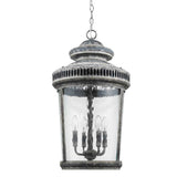 Kingston 4-Light Antique Lead Foyer Pendant With Curved Water Glass Panes - Homeroots - Flyclothing LLC