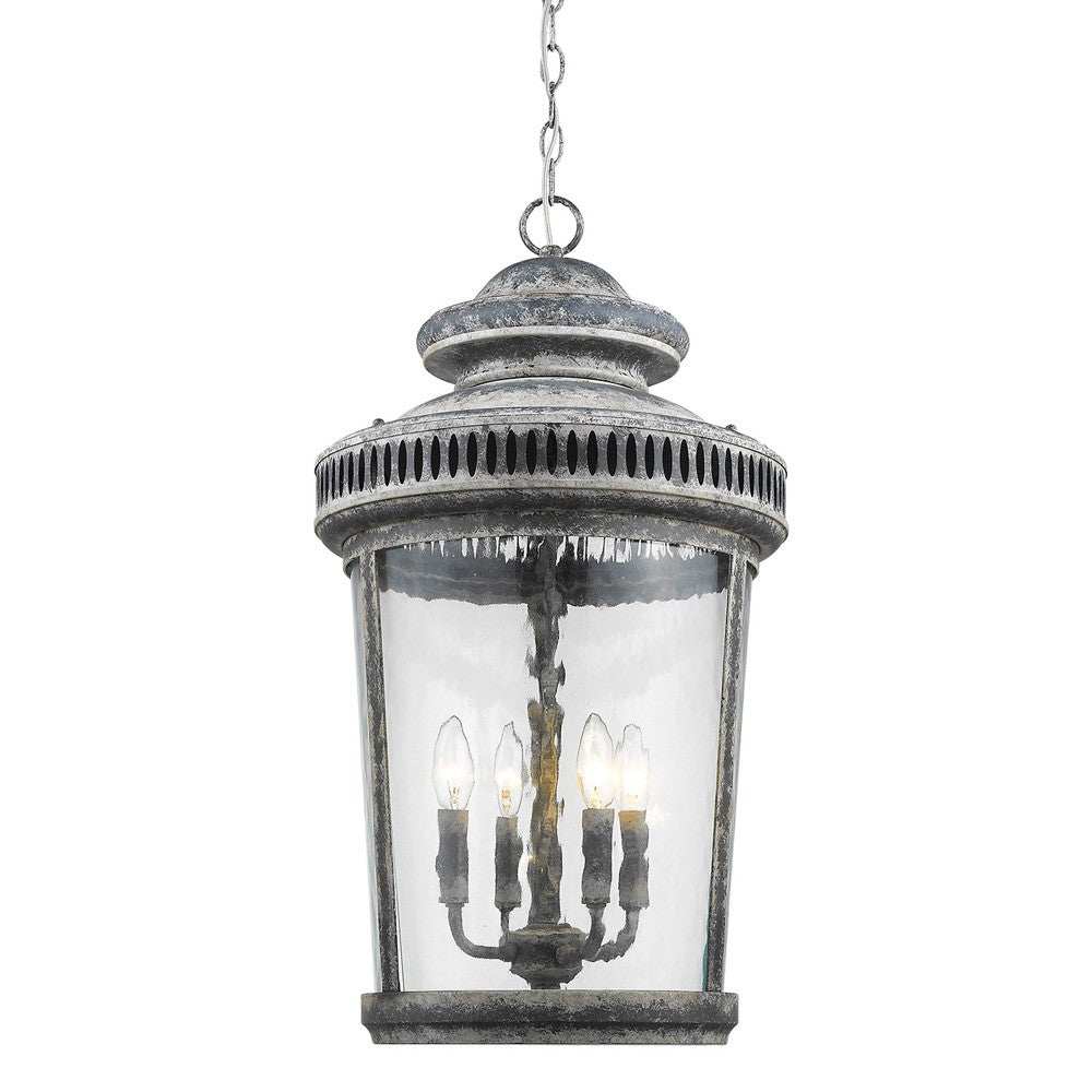 Kingston 4-Light Antique Lead Foyer Pendant With Curved Water Glass Panes - Homeroots - Flyclothing LLC