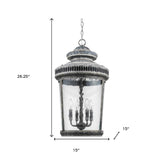 Kingston 4-Light Antique Lead Foyer Pendant With Curved Water Glass Panes - Homeroots - Flyclothing LLC
