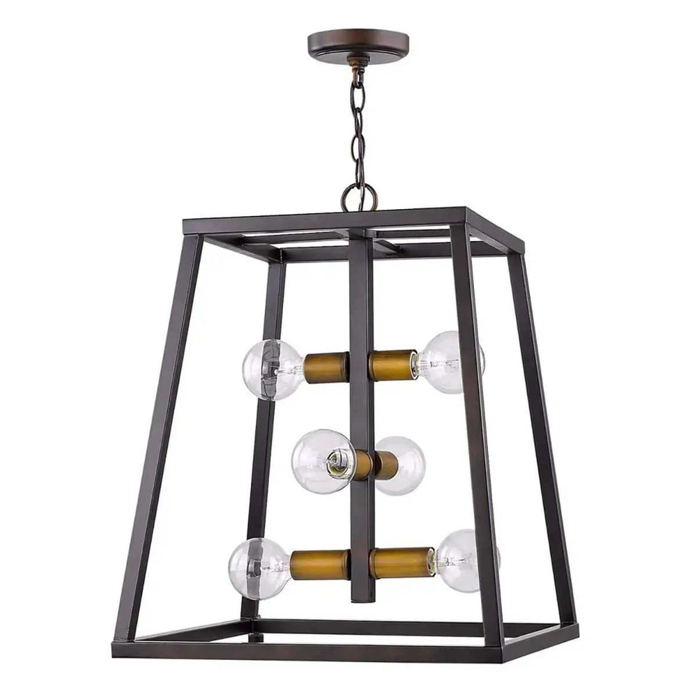 Tiberton 6-Light Oil-Rubbed Bronze Foyer Pendant With Antique Brass Sockets - Homeroots - Flyclothing LLC