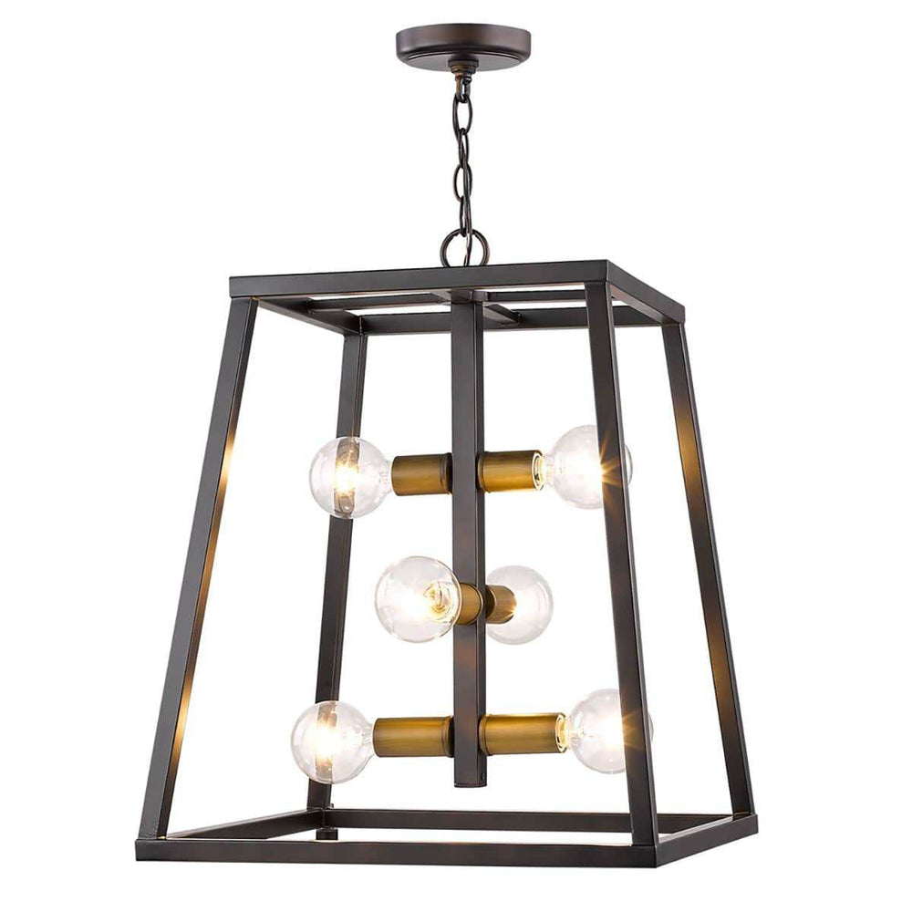 Tiberton 6-Light Oil-Rubbed Bronze Foyer Pendant With Antique Brass Sockets - Homeroots - Flyclothing LLC