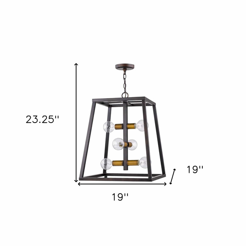 Tiberton 6-Light Oil-Rubbed Bronze Foyer Pendant With Antique Brass Sockets - Homeroots - Flyclothing LLC