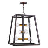Tiberton 6-Light Oil-Rubbed Bronze Foyer Pendant With Antique Brass Sockets - Homeroots - Flyclothing LLC
