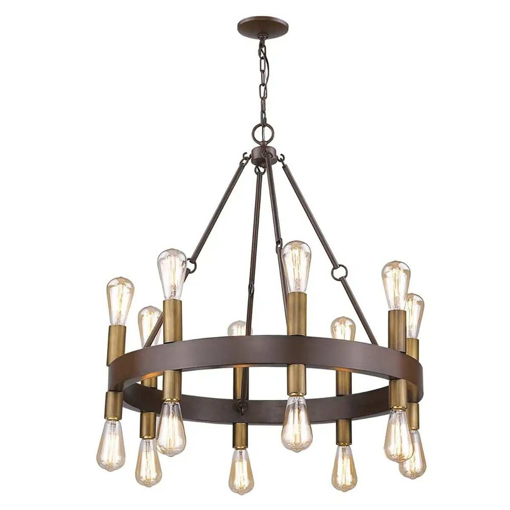 Brown and Black Candle Style Multi Light Metal Dimmable Chandelier - Homeroots - Flyclothing LLC