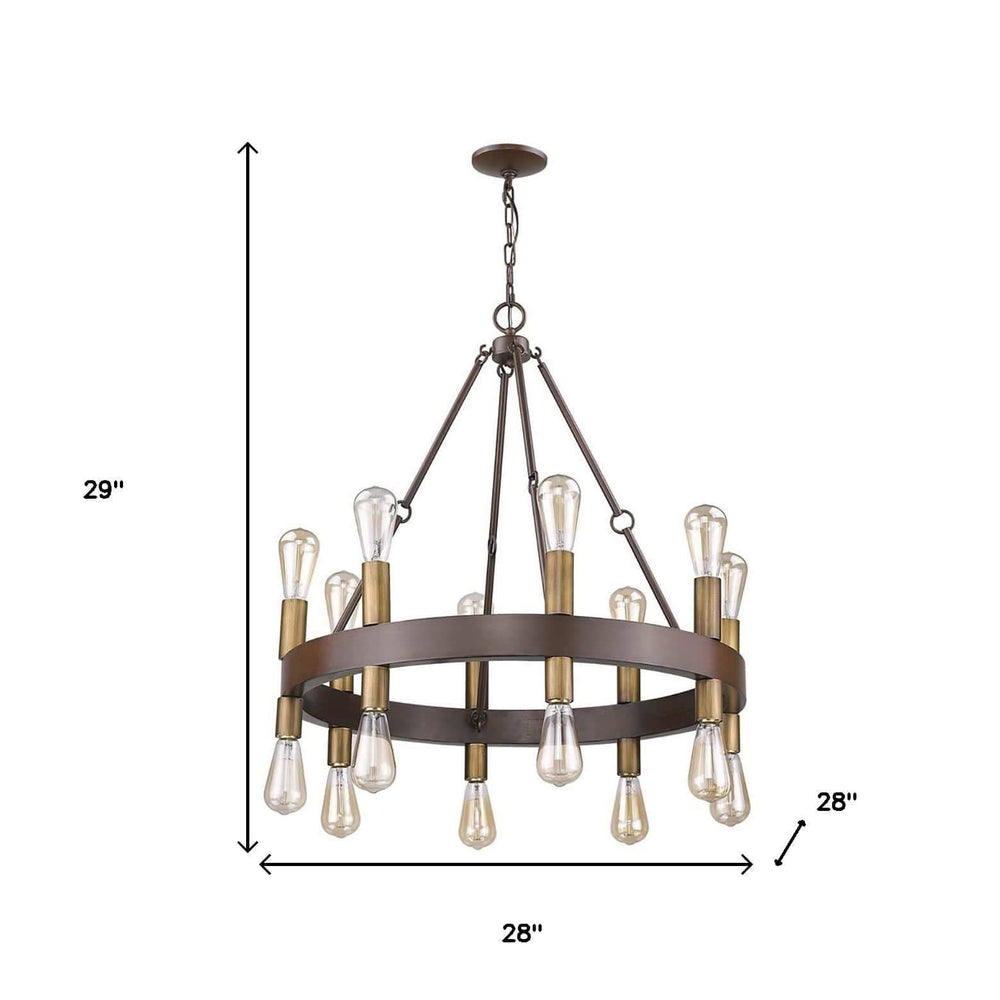 Brown and Black Candle Style Multi Light Metal Dimmable Chandelier - Homeroots - Flyclothing LLC