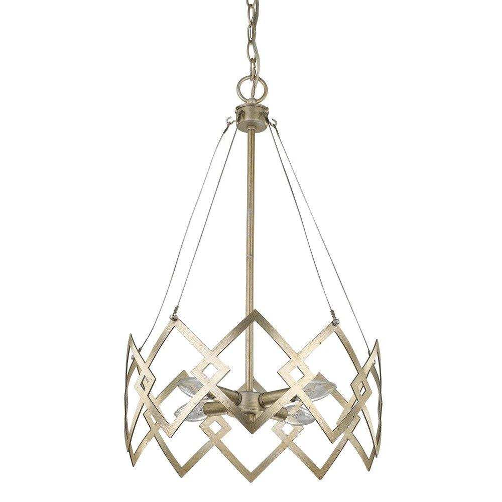 Nora 4-Light Washed Gold Drum Pendant With Abstract Open-Air Cage Shade - Homeroots - Flyclothing LLC