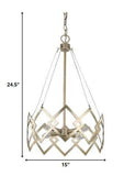 Nora 4-Light Washed Gold Drum Pendant With Abstract Open-Air Cage Shade - Homeroots - Flyclothing LLC