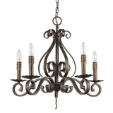 Brown Candle Style Five Light Metal Dimmable Chandelier - Homeroots - Flyclothing LLC