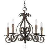 Brown Candle Style Five Light Metal Dimmable Chandelier - Homeroots - Flyclothing LLC