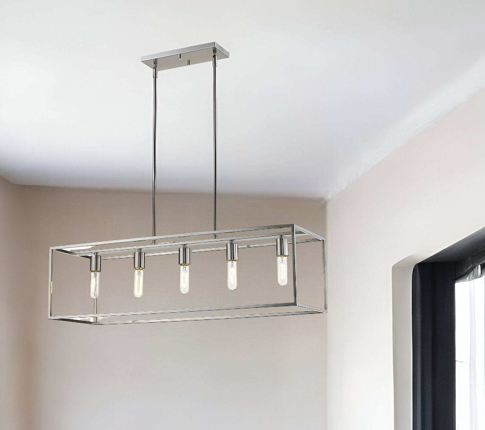 Cobar 5-Light Satin Nickel Island Pendant - Homeroots - Flyclothing LLC