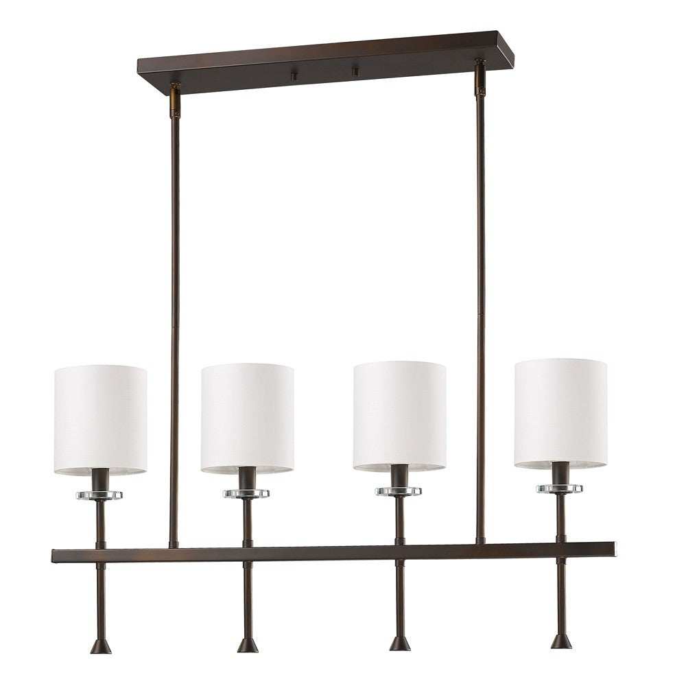 Kara 4-Light Oil-Rubbed Bronze Island Pendant With Fabric Shades And Crystal Bobeches - Homeroots - Flyclothing LLC