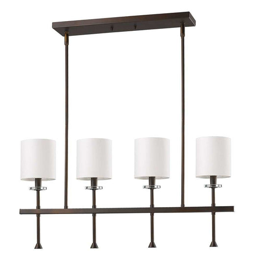 Kara 4-Light Oil-Rubbed Bronze Island Pendant With Fabric Shades And Crystal Bobeches - Homeroots - Flyclothing LLC