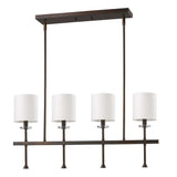 Kara 4-Light Oil-Rubbed Bronze Island Pendant With Fabric Shades And Crystal Bobeches - Homeroots - Flyclothing LLC