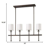 Kara 4-Light Oil-Rubbed Bronze Island Pendant With Fabric Shades And Crystal Bobeches - Homeroots - Flyclothing LLC