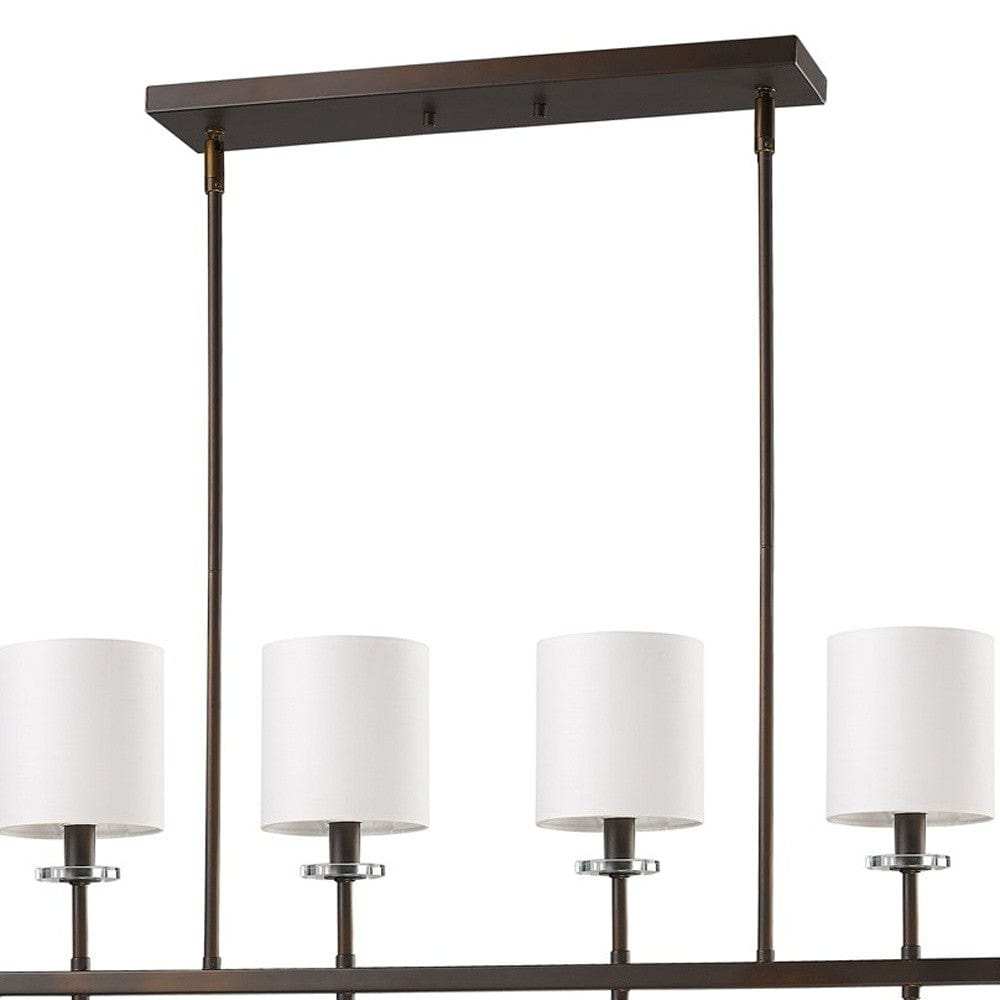 Kara 4-Light Oil-Rubbed Bronze Island Pendant With Fabric Shades And Crystal Bobeches - Homeroots - Flyclothing LLC