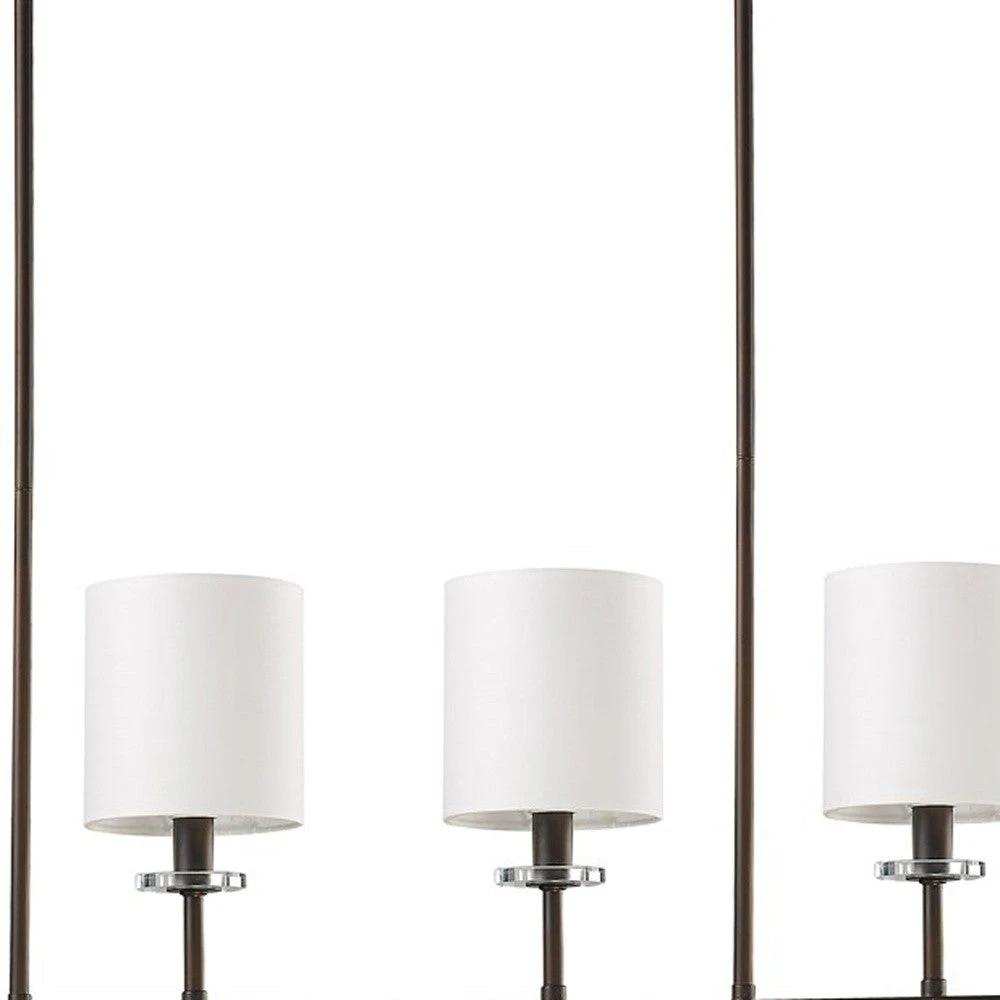 Kara 4-Light Oil-Rubbed Bronze Island Pendant With Fabric Shades And Crystal Bobeches - Homeroots - Flyclothing LLC