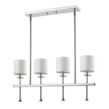 Kara 4-Light Polished Nickel Island Pendant With Fabric Shades And Crystal Bobeches - Homeroots - Flyclothing LLC