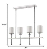 Kara 4-Light Polished Nickel Island Pendant With Fabric Shades And Crystal Bobeches - Homeroots - Flyclothing LLC