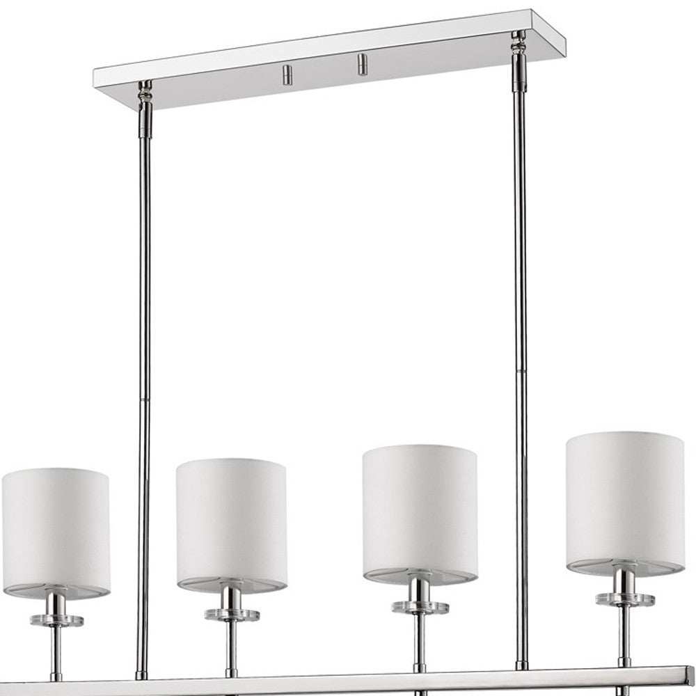 Kara 4-Light Polished Nickel Island Pendant With Fabric Shades And Crystal Bobeches - Homeroots - Flyclothing LLC