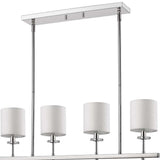 Kara 4-Light Polished Nickel Island Pendant With Fabric Shades And Crystal Bobeches - Homeroots - Flyclothing LLC