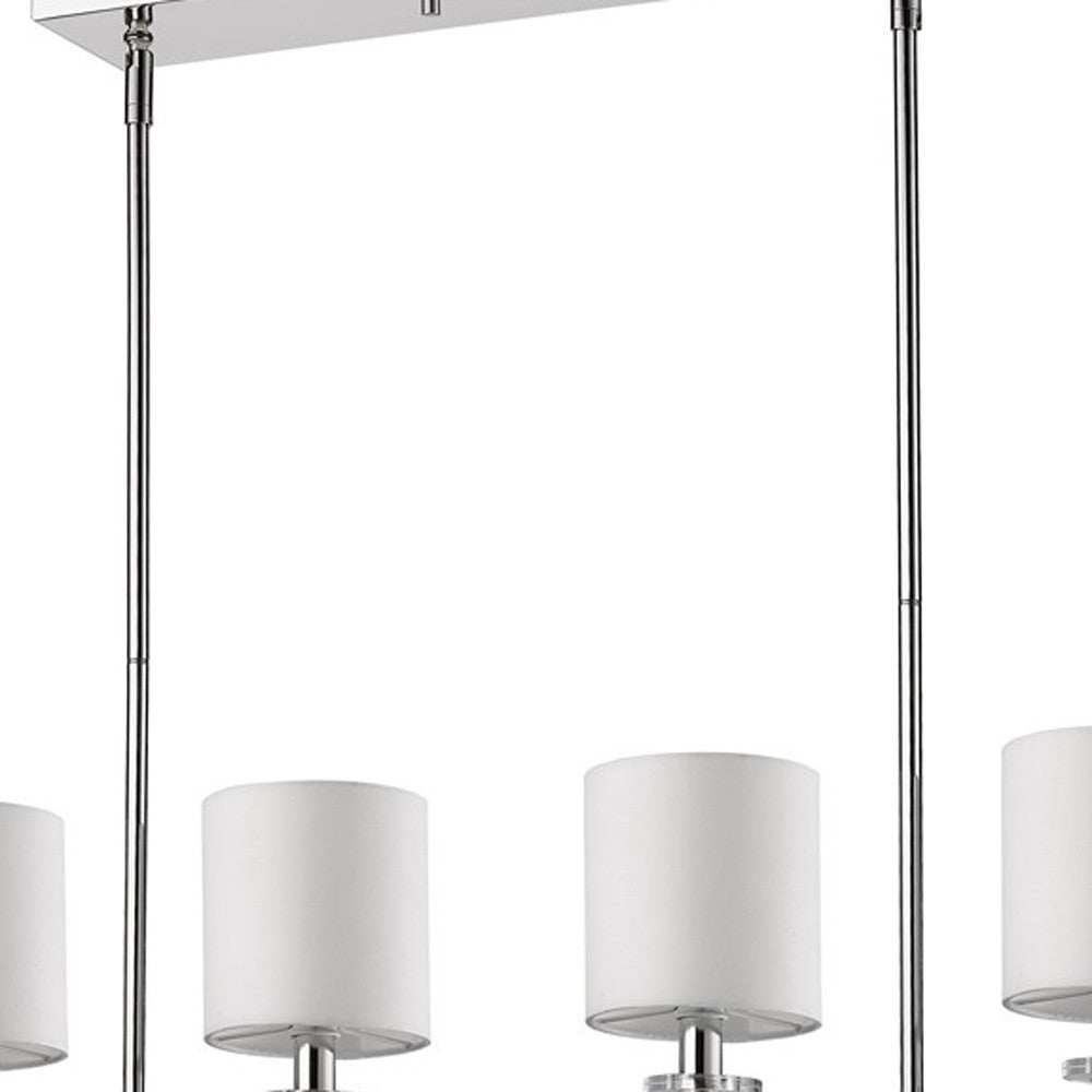 Kara 4-Light Polished Nickel Island Pendant With Fabric Shades And Crystal Bobeches - Homeroots - Flyclothing LLC
