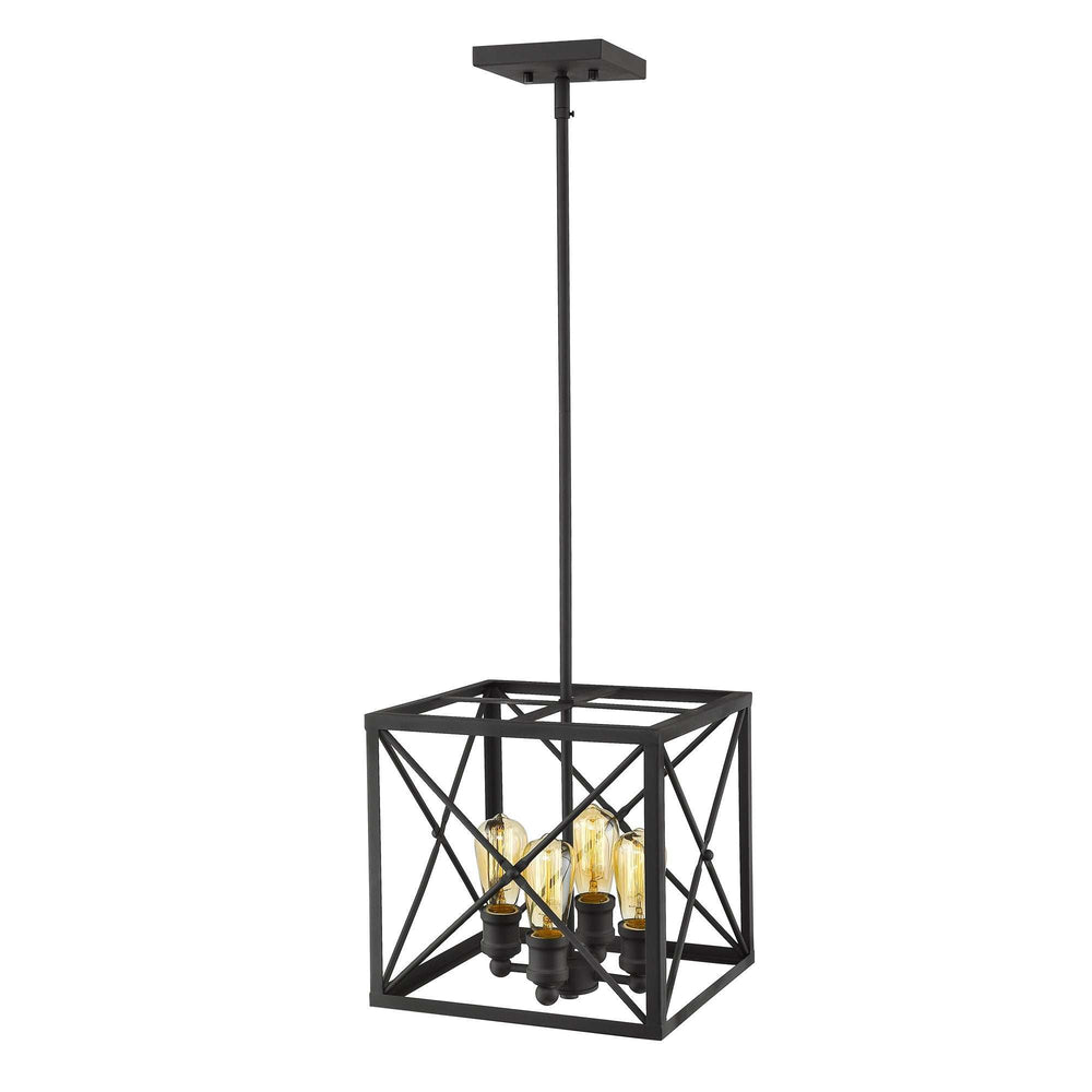 Brooklyn 4-Light Matte Black Pendant With Metal Framework Shade - Homeroots - Flyclothing LLC
