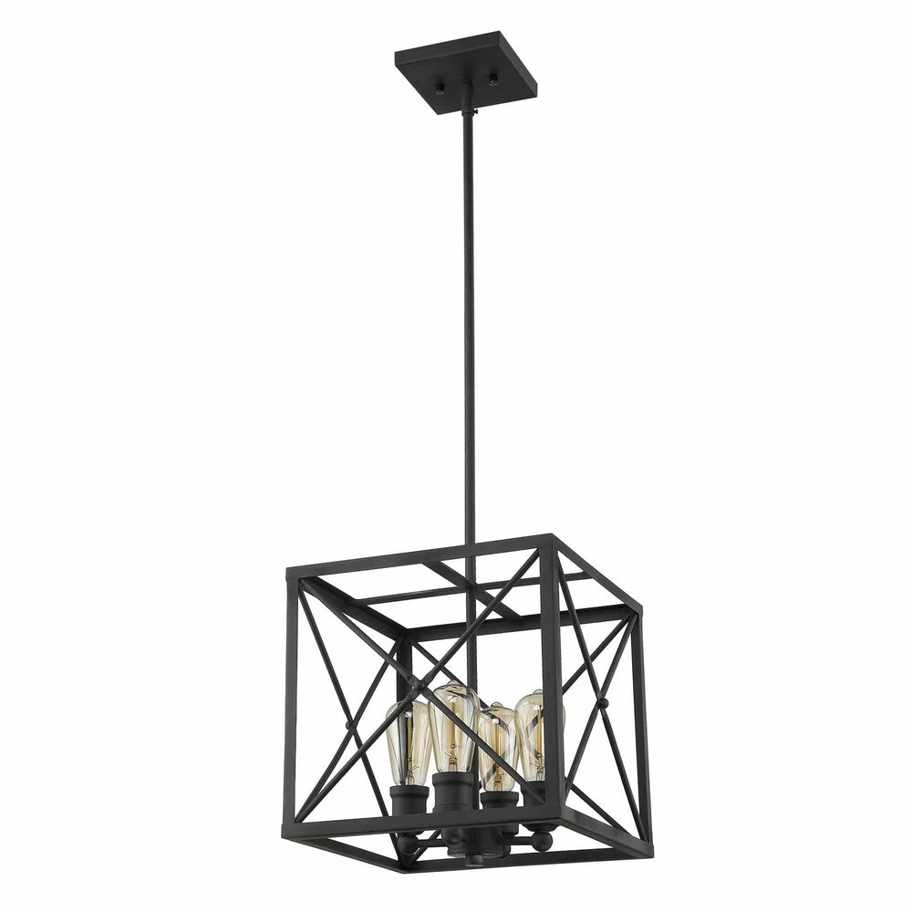 Brooklyn 4-Light Matte Black Pendant With Metal Framework Shade - Homeroots - Flyclothing LLC