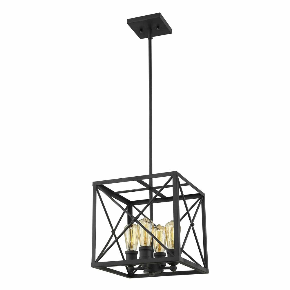 Brooklyn 4-Light Matte Black Pendant With Metal Framework Shade - Homeroots - Flyclothing LLC