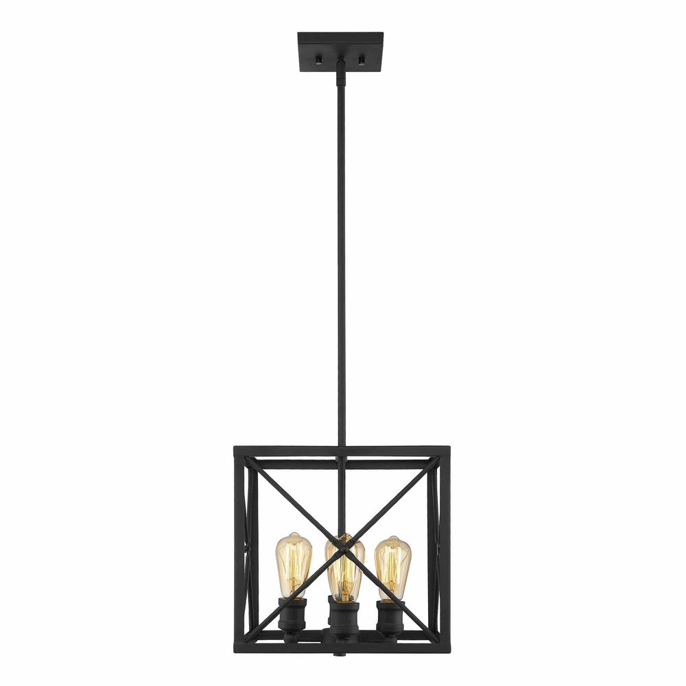 Brooklyn 4-Light Matte Black Pendant With Metal Framework Shade - Homeroots - Flyclothing LLC