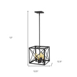 Brooklyn 4-Light Matte Black Pendant With Metal Framework Shade - Homeroots - Flyclothing LLC