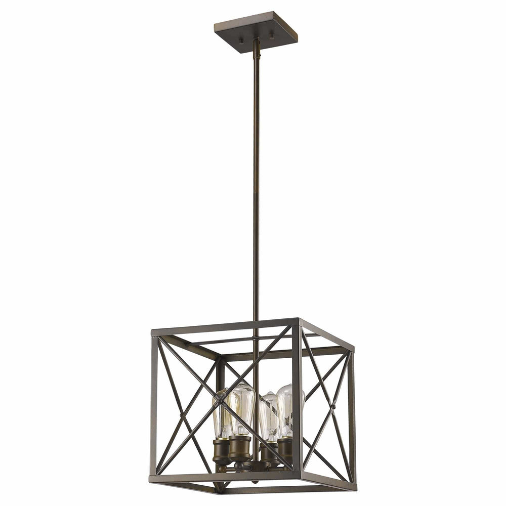 Brooklyn 4-Light Oil-Rubbed Bronze Pendant With Metal Framework Shade - Homeroots - Flyclothing LLC