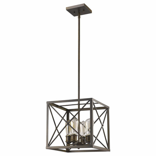 Brooklyn 4-Light Oil-Rubbed Bronze Pendant With Metal Framework Shade - Homeroots - Flyclothing LLC