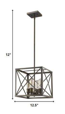 Brooklyn 4-Light Oil-Rubbed Bronze Pendant With Metal Framework Shade - Homeroots - Flyclothing LLC
