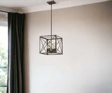 Brooklyn 4-Light Oil-Rubbed Bronze Pendant With Metal Framework Shade - Homeroots - Flyclothing LLC