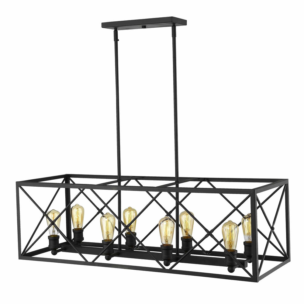 Brooklyn 8-Light Matte Black Island Pendant With Metal Framework Shade - Homeroots - Flyclothing LLC